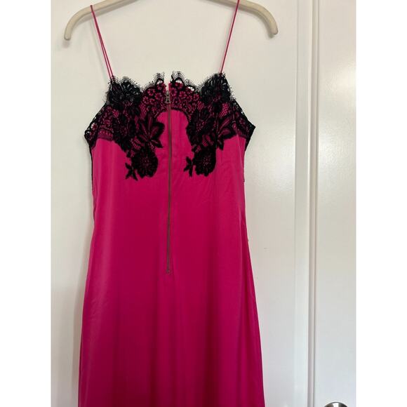 Alice & Olivia Luna Silk Slip Dress Lace Hot Fuchsia Size XS Chic 90s Babydoll - Picture 15 of 16